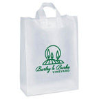 Mercury Frosted Shopper Plastic Bag Foil Imprint 13W x 6 x 17H