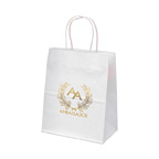 Mini White Kraft Shopper Bag 7-3/4W x 4-3/4 x 9-3/4H