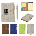 Woodgrain Look Notebook with Sticky Notes and Flags