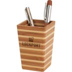 Two Tone Bamboo Stripe Desktop Pen Cup