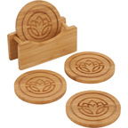 Round Bamboo Coaster Set With Holder