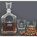 Deluxe 3 Peice Glass Decanter Set with Glasses