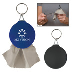 Rubber Key Chain With Microfiber Cleaning Cloth