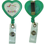 Heart Shaped Retractable Badge Reel w/ Belt Clip Backing