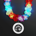 RAINBOW LEI LED FLOWER NECKLACE WITH MEDALLION