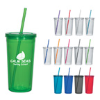 24 Oz. Double Wall Acrylic Tumbler With Straw