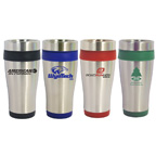 16 Oz. Stainless Steel Travel Tumbler with Plastic Interior and Slide Close Lid